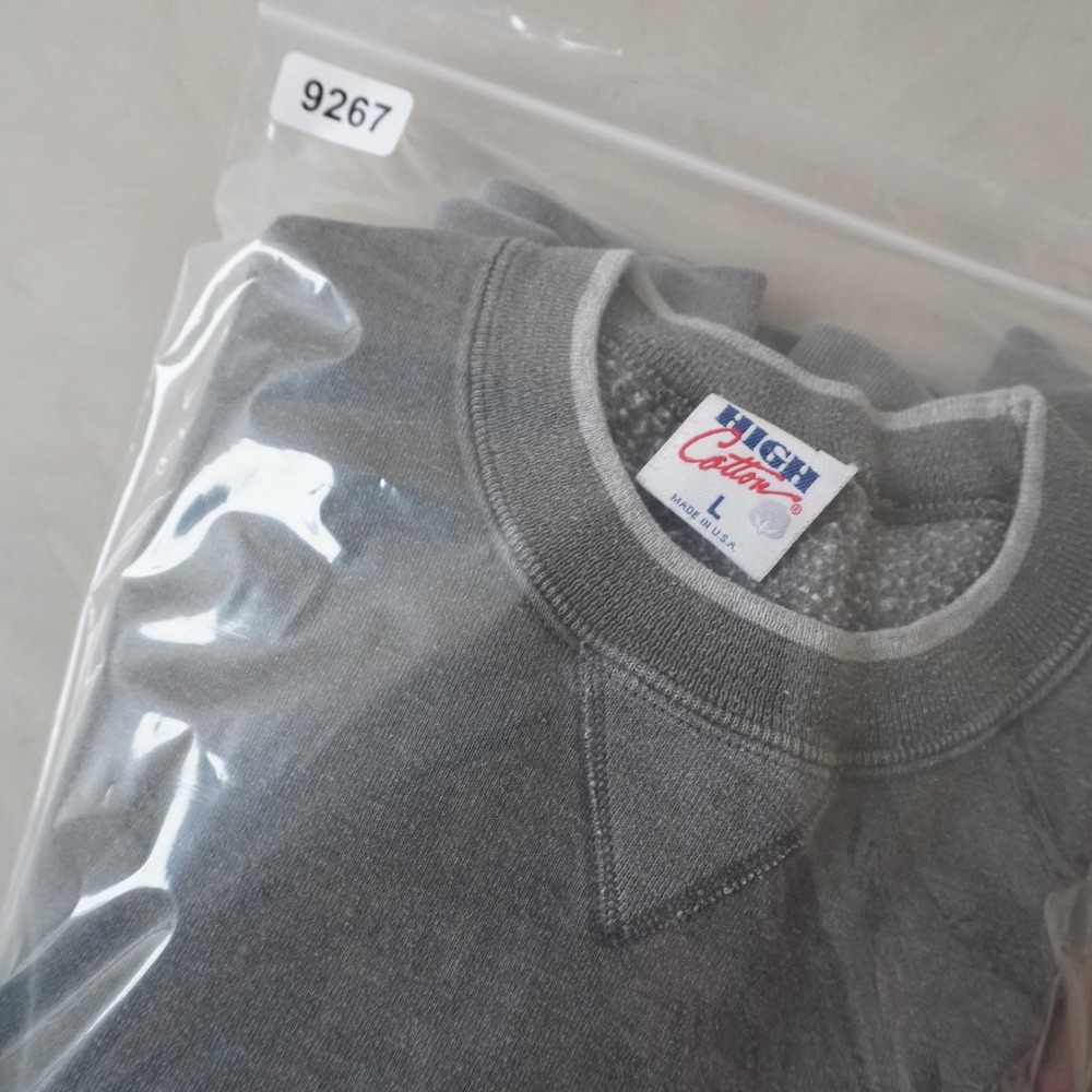 Vintage Jerzees High Cotton Sweatshirt Large Mens 90s Grey Blank V-Stitch USA - Picture 9 of 9